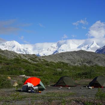 Gates Glacier camp in Wrangell St. Elias National Park, Alaska