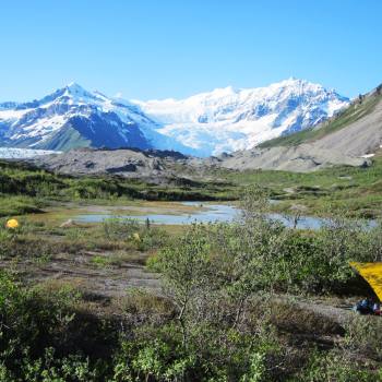 Gates Glacier camp two in Wrangell St. Elias National Park, Alaska