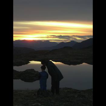 Sunset  on lake, Steamboat Hills Wrangell St Elias Park, Alaska