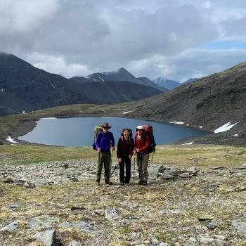 Golden Pond on Seven Pass route in Wrangell St. Elias National Park, Alaska