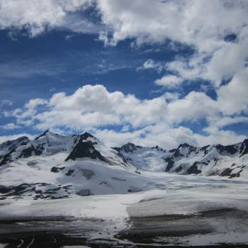 Hanging glacier along Seven Pass route in Wrangell St. Elias National Park, Alaska