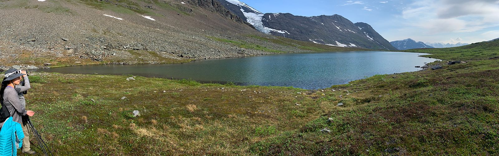 alpine lake on Seven Pass route in Wrangell St. Elias National Park, Alaska