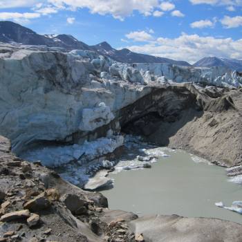 Icefall along Seven Pass route in Wrangell St. Elias National Park, Alaska