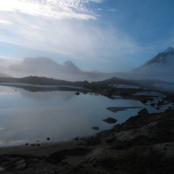 misty lake on Seven Pass route in Wrangell St. Elias National Park, Alaska