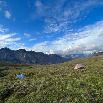 Campers on Sanford Plateau, Wrangell St. Elias Ntl. Park, Alaska