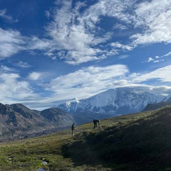 Ridge hiking on Sanford Plateau, Wrangell St. Elias National Park, Alaska